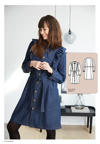 Denim Shirt Dress Sewing Pattern For Women (Sizes 36-46)