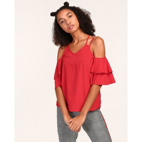 Double Bell Sleeve Cold Shoulder Top (Sizes XS-XL)