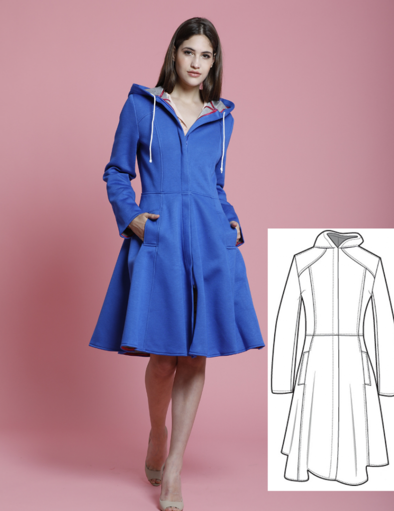 Paris Coat With Hood Sewing Pattern (Sizes 38-50 Eur)