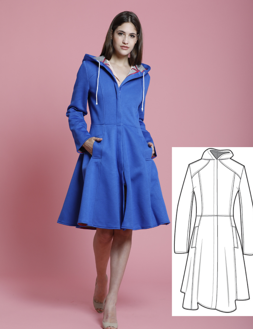 Paris Coat With Hood Sewing Pattern (Sizes 38-50 Eur)