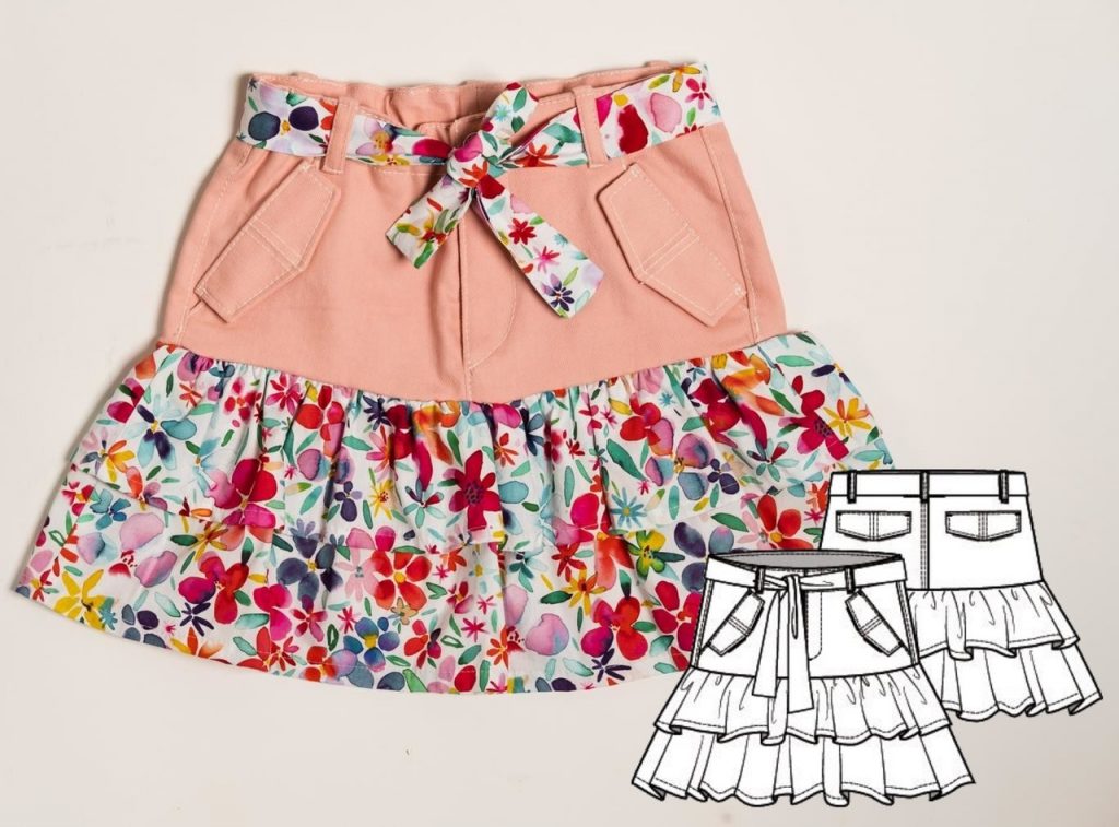 Skirt Sewing Pattern For Girls (Size Growth 104-134)