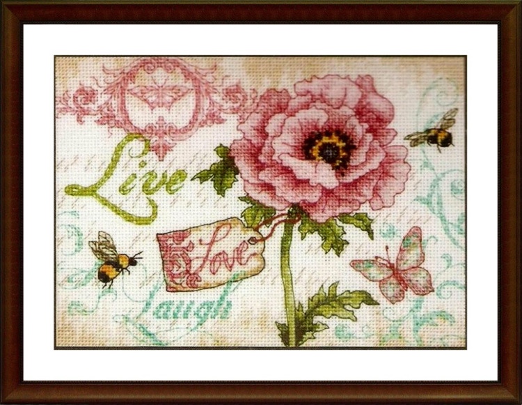 Live Love Laugh - Cross Stitch Embroidery Scheme