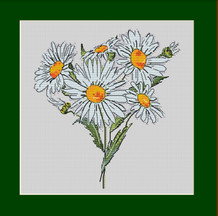 Daisies - Cross Stitch Embroidery Scheme