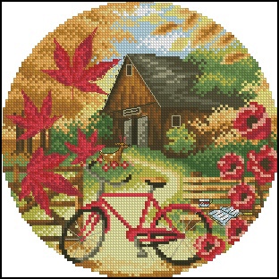 Autumn Landscape - Cross Stitch Embroidery Scheme