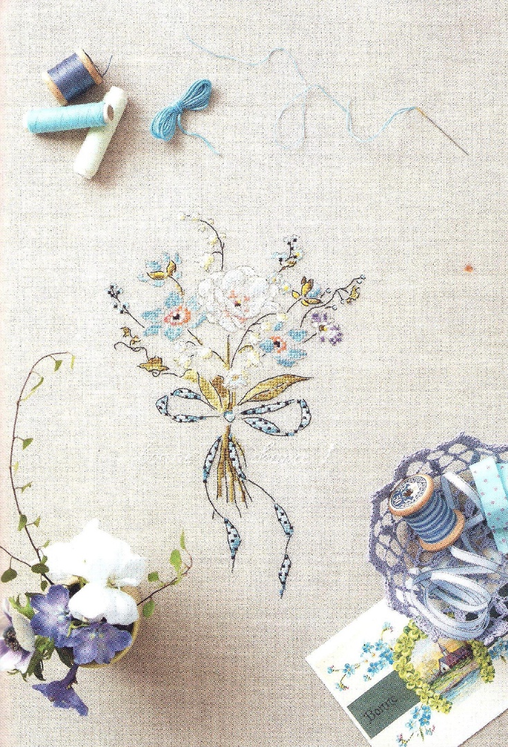 Bouquet Cross Stitch Embroidery Scheme