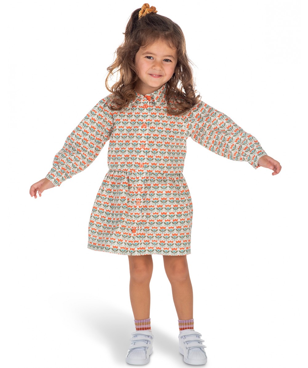 Cotton Shirt Dress Sewing Pattern For Girls (Sizes 98-134)