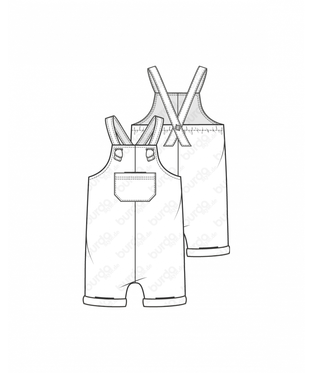 French Terry Dungaree Sewing Pattern For Boys (Sizes 80-104)