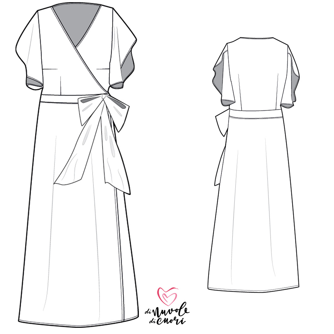 Dressing Gown/Wrap Dress With Petal Sleeves Sewing Pattern