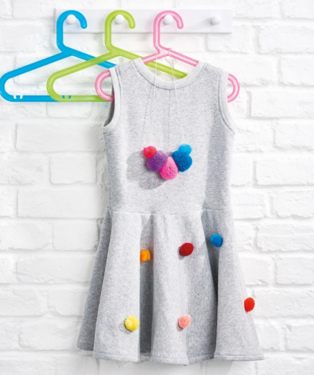 Free Girl’s Dress Sewing Pattern – With Rainbow Pom Poms!