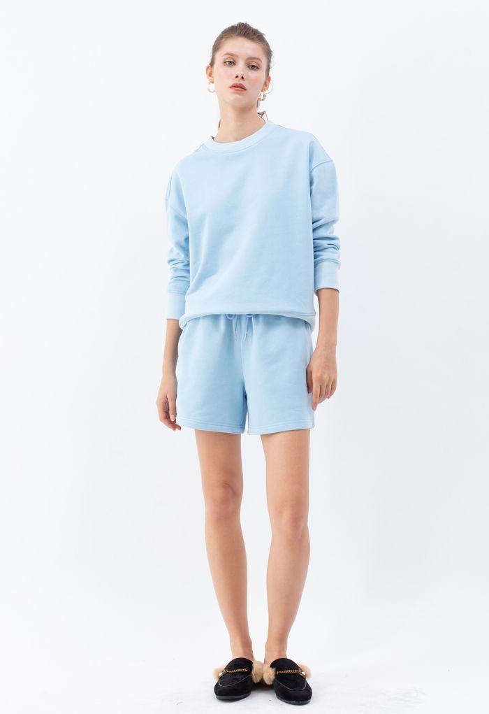 Round Neck Sweatshirt And Drawstring Shorts Sewing Pattern