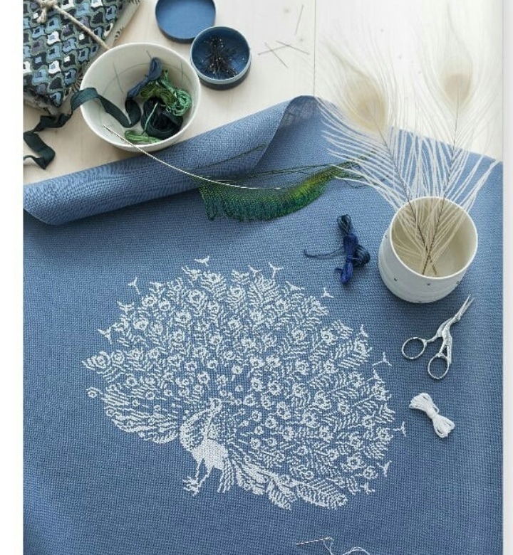 White Peacock Embroidery Pattern