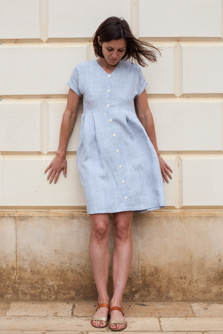 Diana Button-Down Pleated Linen Dress Pattern & Tutorial