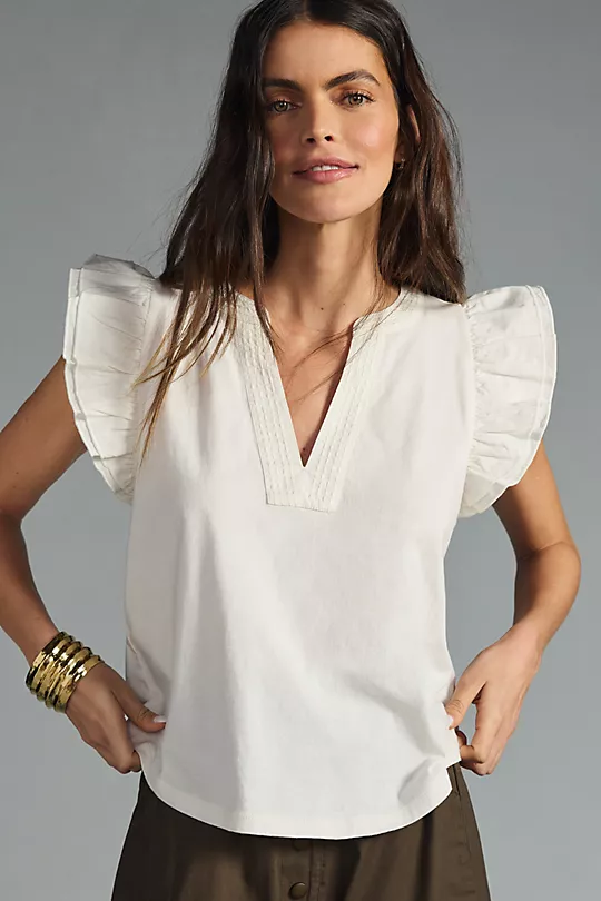 Effortless Elegance: Embrace Playful Style With Ruffle-Sleeve Top